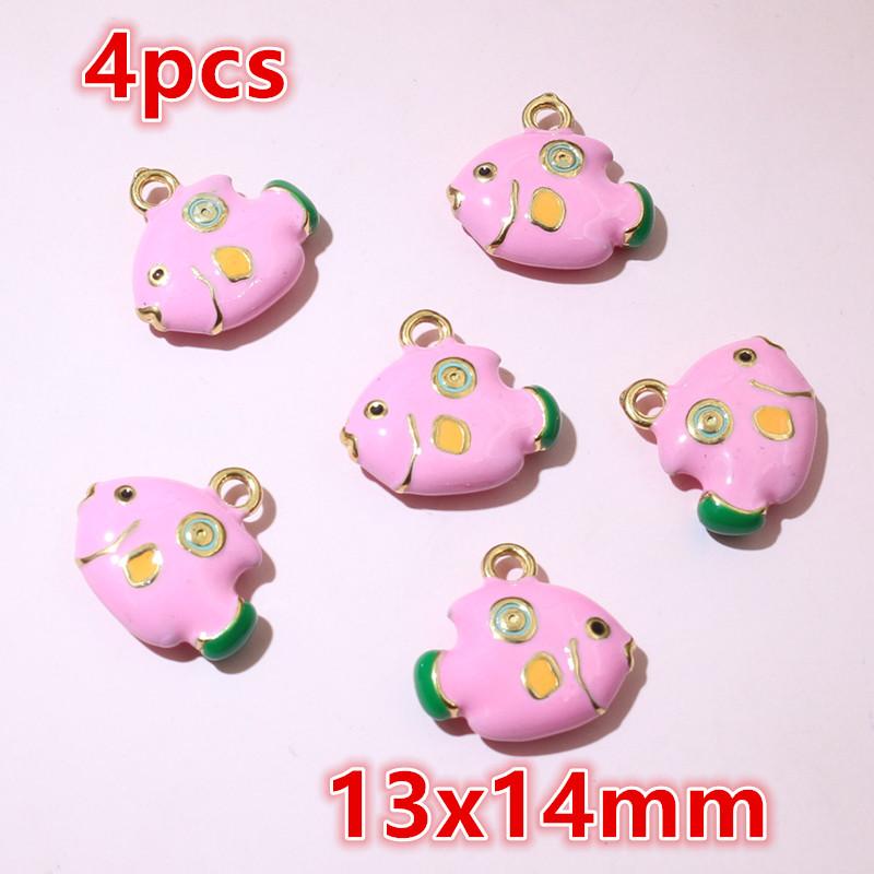 2-4pcs Enamel Stainless Steel Flower Coral Fish Charms Pendant DIY Jewelry Making Accessories Findings for Necklace Earrings