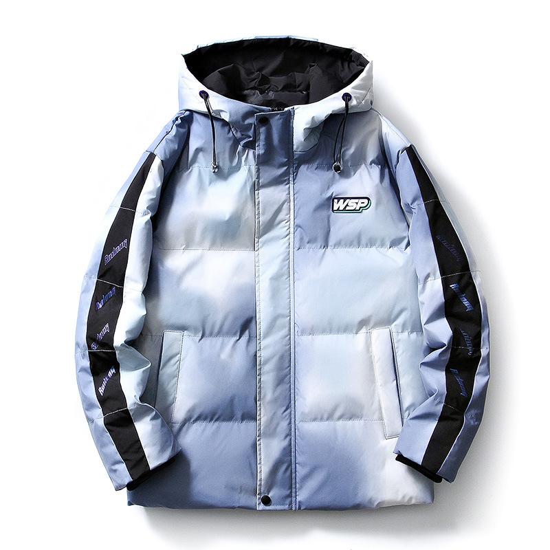 

Утолщенный повседневный однотонный теплый белый хлопковый костюм с капюшоном на молнии XXXXXL синий