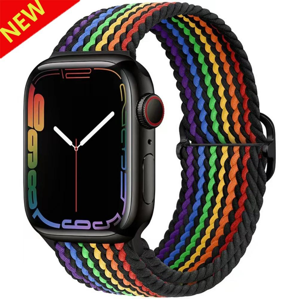Braided Loop Strap for Apple Watch Band 44mm 40mm 49mm 45mm 41mm 46mm 42 38mm Nylon Bracelet iWatch Series Ultra 10 9 8 7 6 5 SE