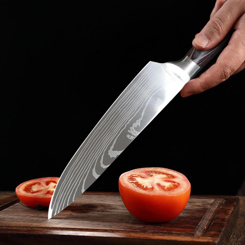 8pcs Stainless Steel Kitchen Knife Set Wooden Handle Kitchen Sharp Knife Set Cutting Meat, Boning Knife, Vegetable Knife and Fruit Knife