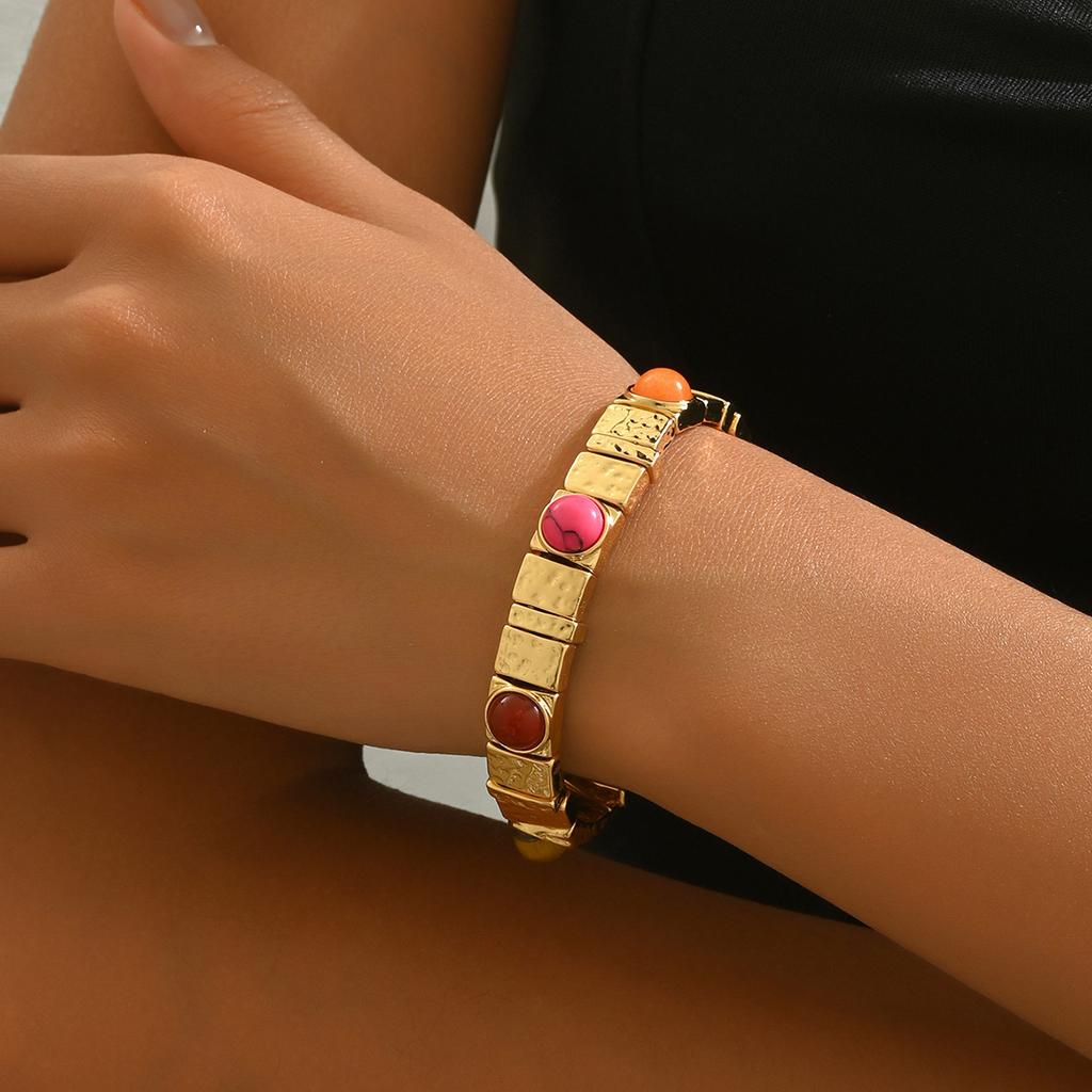 Vintage European and American Style Women's Jewelry Niche Gemstone-Encrusted Design High-End Bracelet Versatile Bangle Wholesale