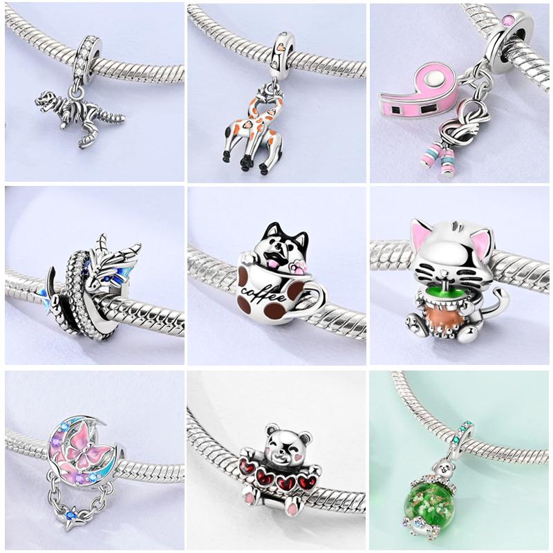 Newest Copper Stunning Charms Beads Cute Pets Dangle Luminous Dog Pendant Fit Original Bracelet Diy Jewelry