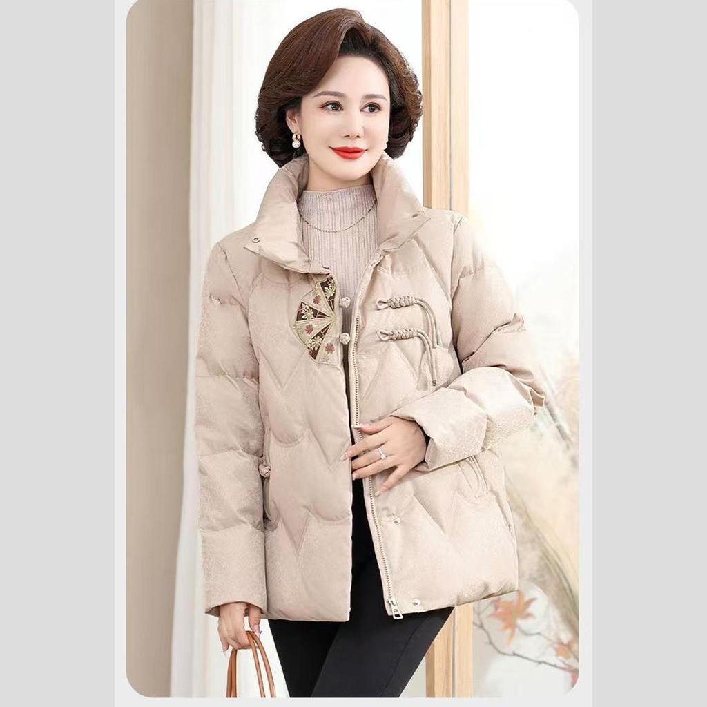 2025 Fashionable Short Winter Cotton Down Jacket for Middle-aged & Elderly Women, Warm Mom's Outerwear