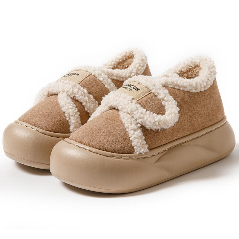 Women's 2025 Indoor/Outdoor Plush Winter Slippers: Thick-Soled, Warm Cotton, Closed-Heel.