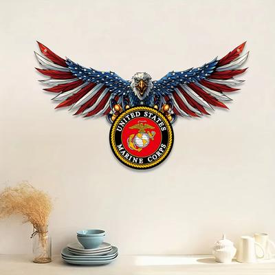 Einteiliges, lasergraviertes flaches UV-Druck-Metallgemälde mit US-Navy-Adler-Flaggschiff, dekoratives Gemälde, Adler-Silhouette, Kunst, kreatives Zuhause