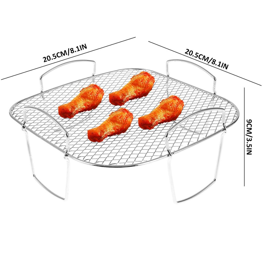 Air Fryer Rack 1/2/3 Layer Stainless Steel Grill Dehydrator Stacking Rack Removable Air Fryer Accessories Kitchen Cooking Tools