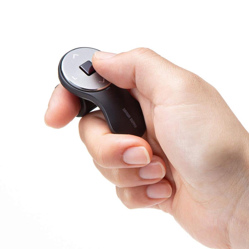 Sanwa Supply MA-RING2BK Ring Mouse, USB Wireless, Rechargeable, Compact, 1200dpi, Black