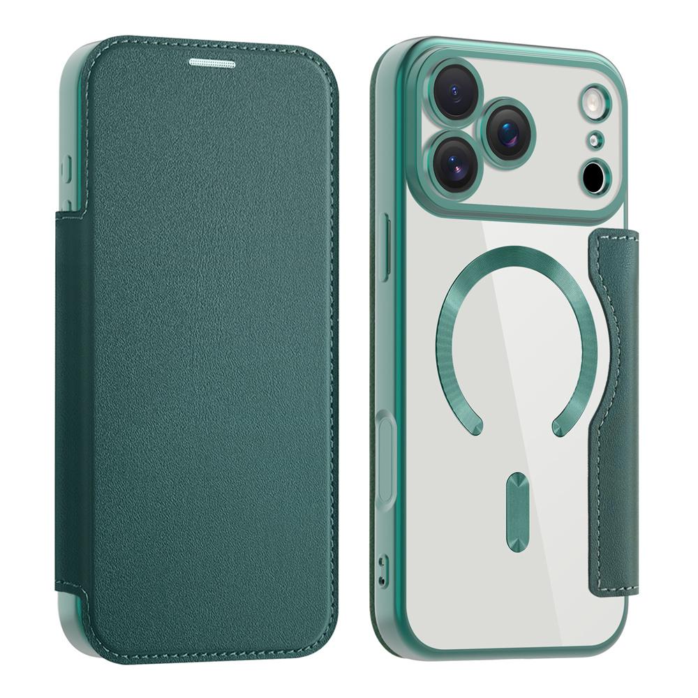 Transparent Flip Leather Wallet Magnetic Phone Case for IPhone 17 Air 16 15 14 13 12 Pro Max Plus 17Pro Magsafe Card Bag Cover