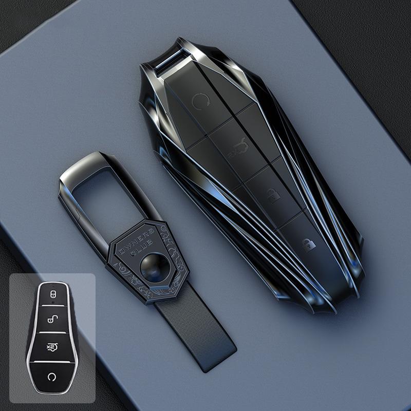 Key Case Cover for BYD Song Plus Atto 3 Han EV Tang DM Qin Seal Dolphin Leather Metal Remote Fob Holder Keychain Car Accessories