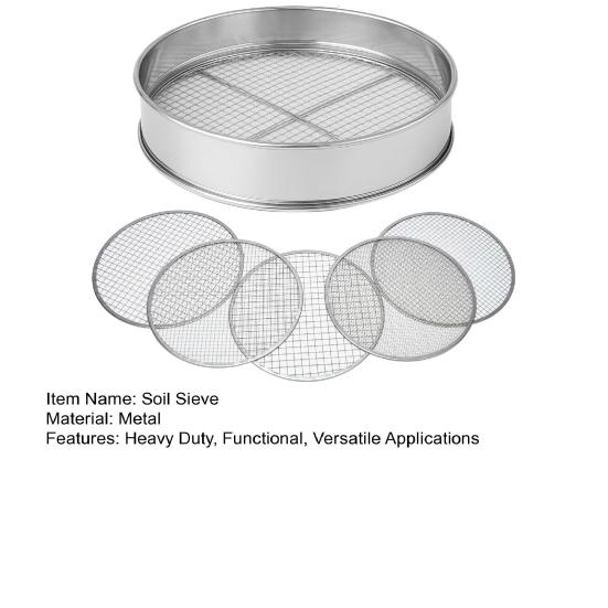 Soil Sieve Set Stainless Steel Frame with 5 Interchangeable Mesh Inserts Heavy Duty Garden Compost Sifter for Gravel Soil Sand Compost