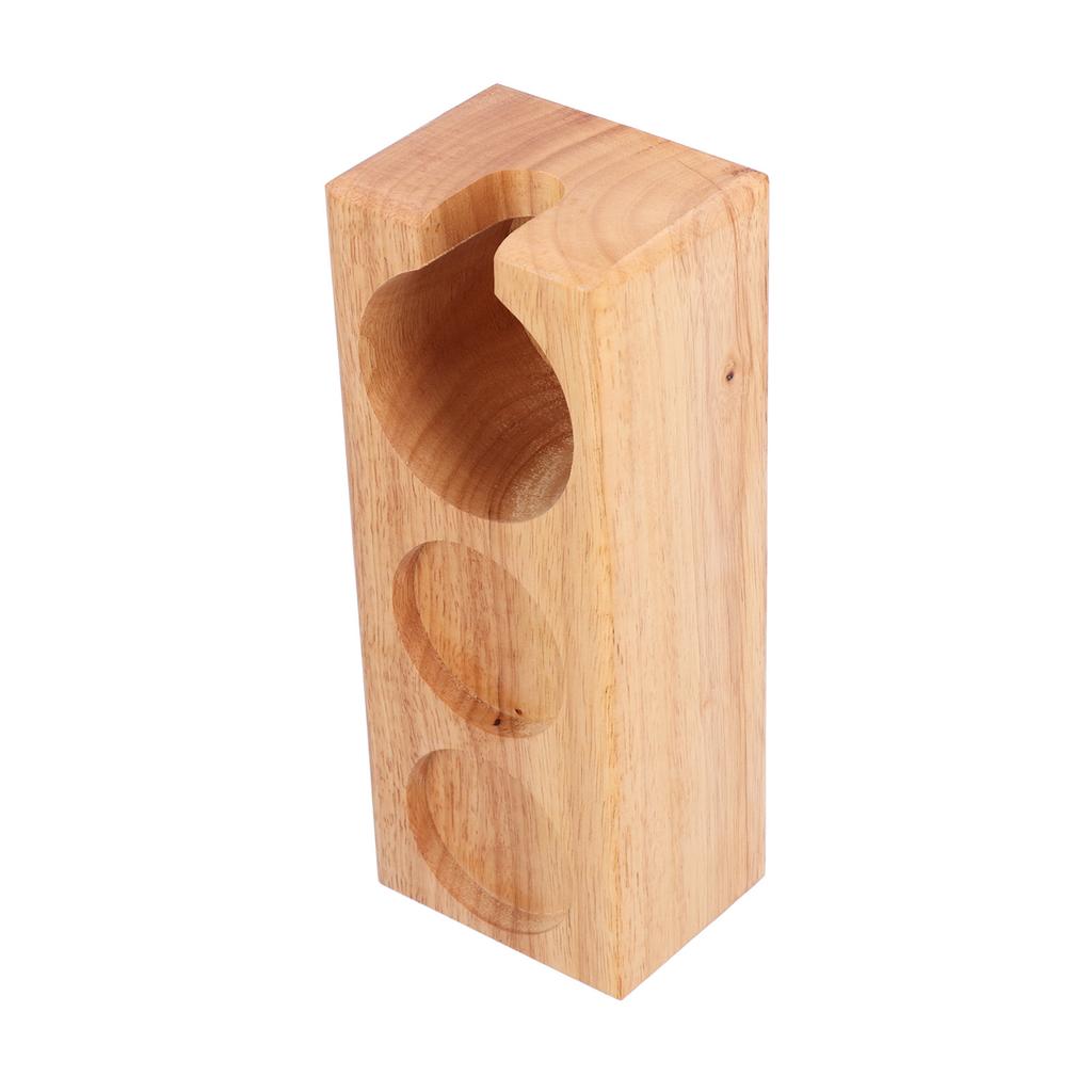 3‑Slots Wooden Coffee Portafilter Holder Tamper Stand Tamping Base for Home Bar Counter Wood Color