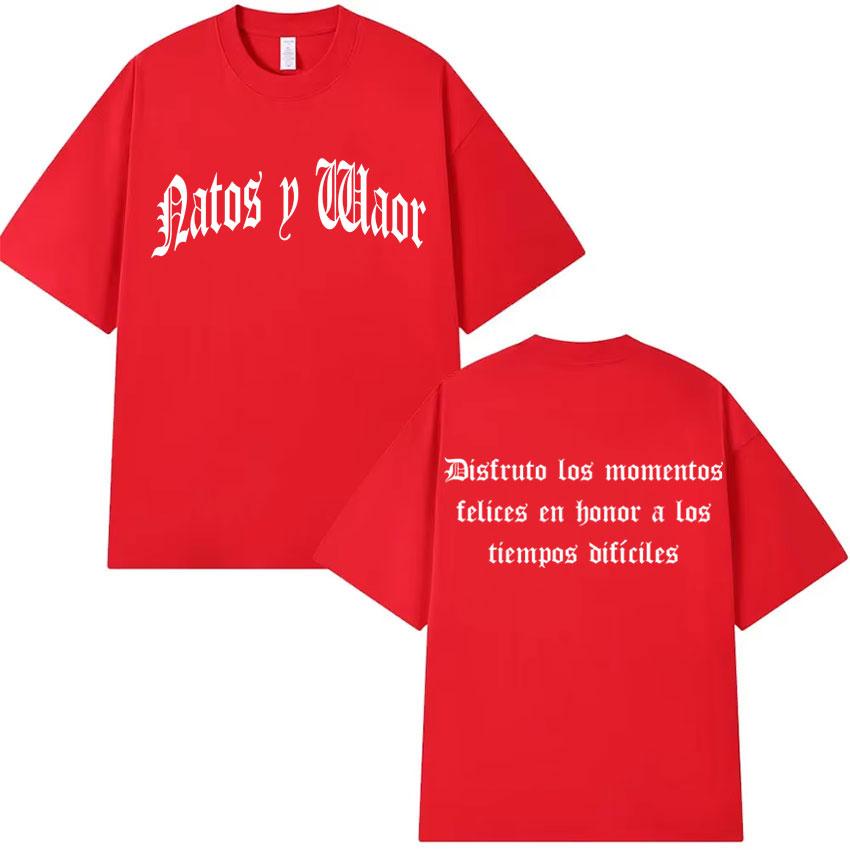 Rapper NATOS WAOR Tour 2025 Pop Shirts Mens Clothes Double Sided Hip Hop Tshirts Summer Oversized Short Sleeves Unisex Tshirt