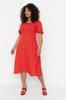 Damenmode Neues Plus-Big-Size-Kleid Pflaume gepunktetes gewebtes Kleid