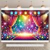 2D Vibrant Theater Stage Curtain Backdrop with Colorful Spotlights
