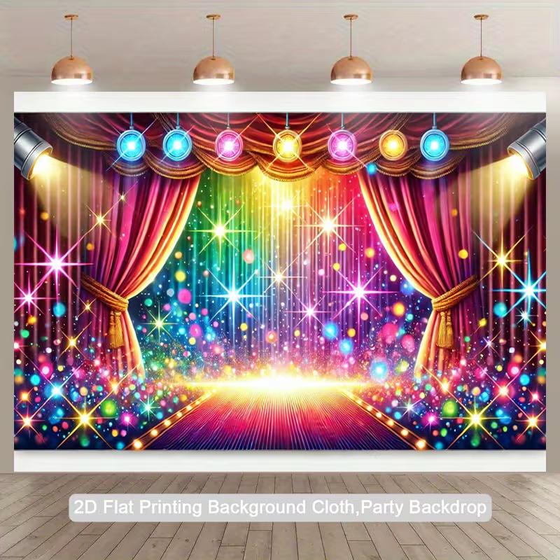 

2D Vibrant Theater Stage Curtain Backdrop with Colorful Spotlights 47.2x31.5inch/120*80cm