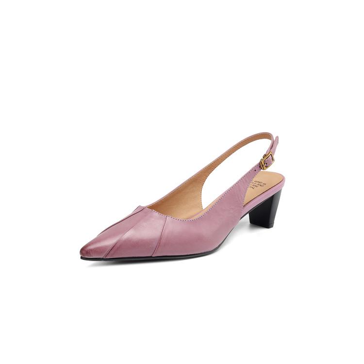 

Fashion New Summer Sandals Genuine Leather Sandals for Women Fashion Pointed Toe High Heels Cover Toe Sandals Ladies Shoes Casual Shoes 40 фиолетовый