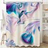 Marble Shower Curtain Colorful Bath Linen Decor for Bathroom Easy Installation Waterproof Fabric in Pink Blue Swirl Pattern