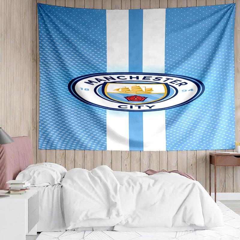 Manchester City Football Club Tapestry for Bedroom Aesthetic Classroom Tapestries Wall Hanging for Living Room Dorm Office,Ideal Creative Gift