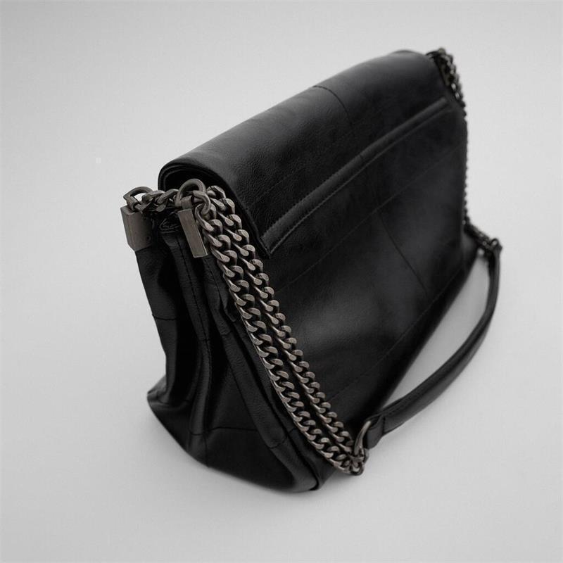 ZA Cross-border European & American Fashion Large Solid Color Women's Chain Shoulder Bag - Versatile, Casual, Large Capacity