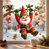 Reusable Window Stickers Cute Gnome Christmas Static Cling Removable Decal with Holly Bell Decals Gingerbread Snowflake Holiday Decor for