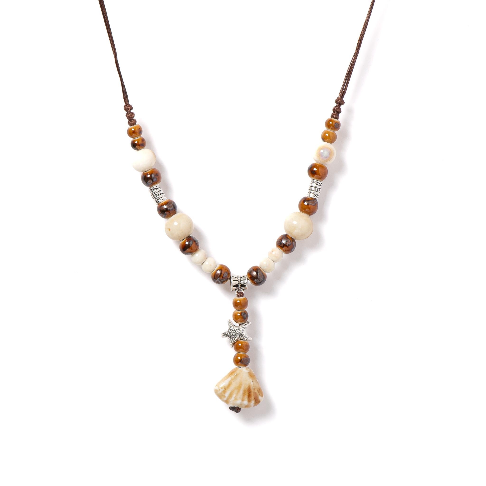 

Vintage Ceramic Starfish Shell Necklace Boho Handmade Jewelry for Women Adjustable Long Pendant 40-80cm 197