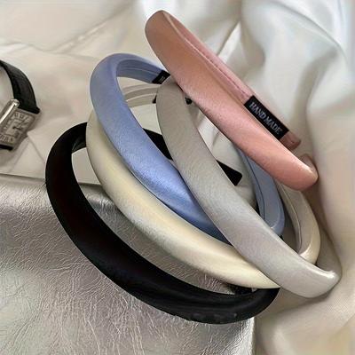 Mode Einfarbig Satin Haarbänder Mädchen Vintage Elastisches Haarband Verdicken Stirnband Haarreif Koreanische Haaraccessoires Frauen