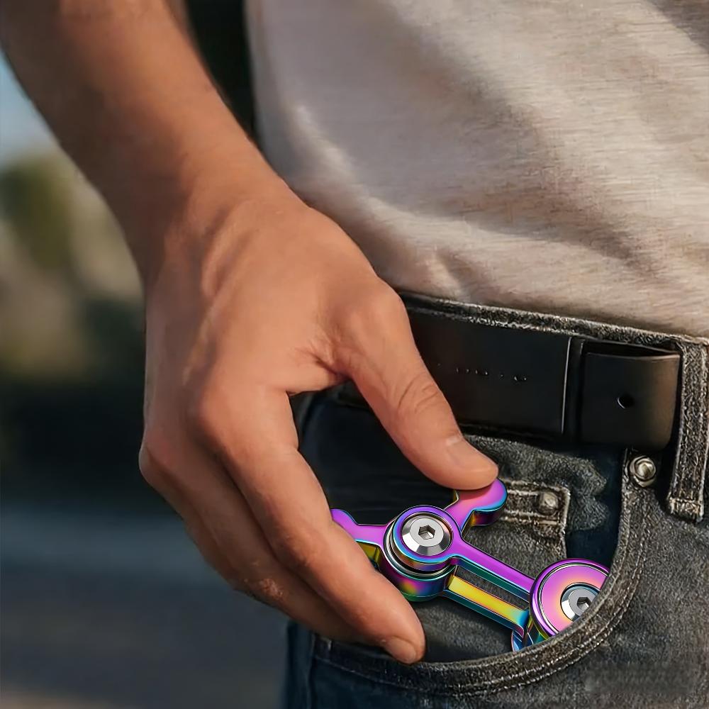 Ornamenti da Scrivania Pendolo Caotico, Singolo e Doppio Oscillazione EDC Metallo Scivolante Decorazione, Compatto Manuale Tavolo Regalo Per Uomini