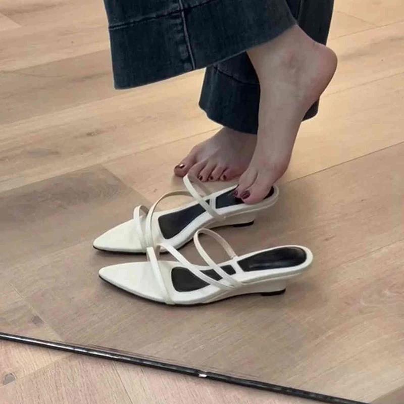 

Fashion Summer Women Concise Thick Heel Slippers Outdoor Narrow Band Open Toe Slide Ladies Casual Dress Gladiator Sandalias 35 белый