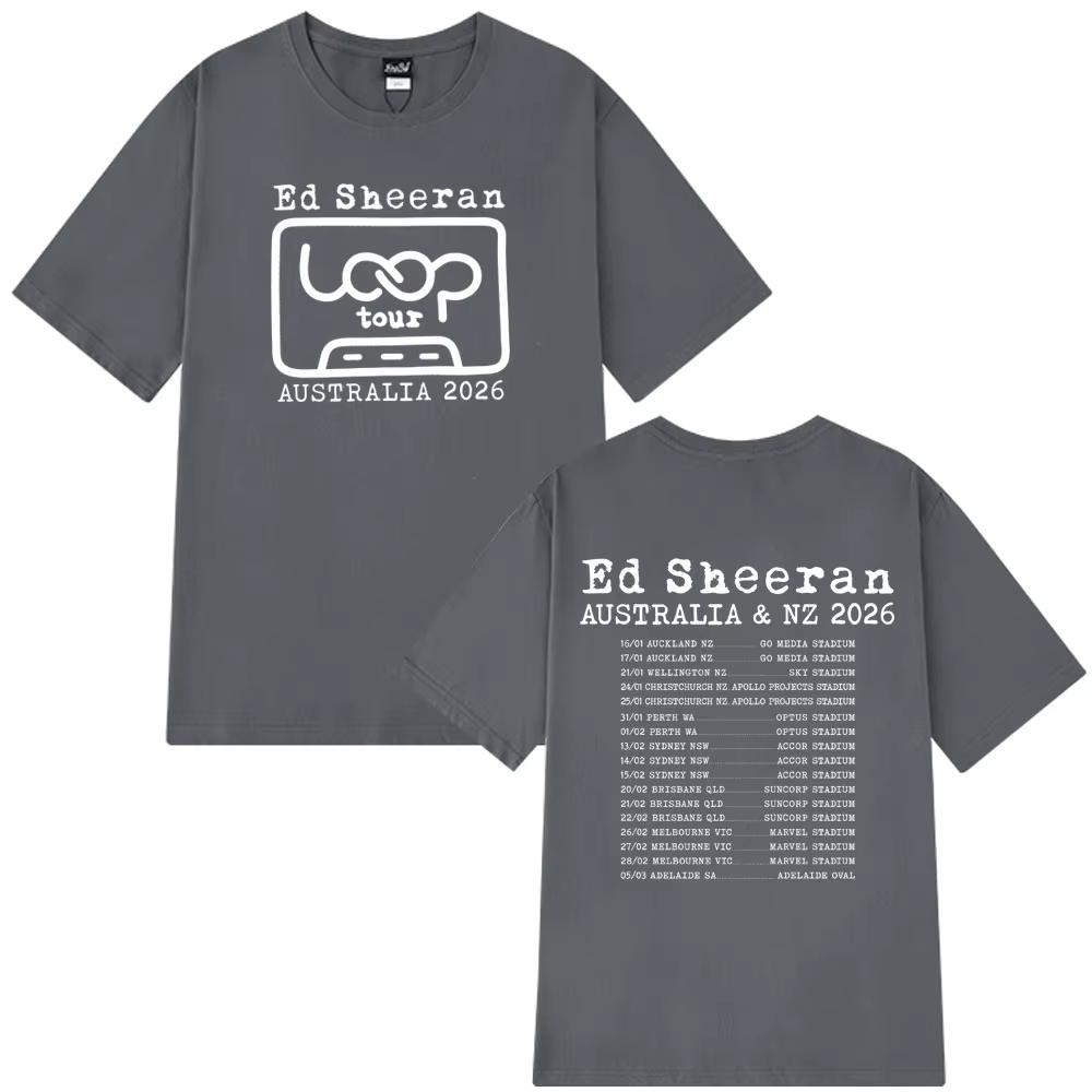 Ed Sheeran Loop Tour Australia and New Zealand 2026 Tour T Shirt Men's Harajuku T-shirt Summer Casual Cotton T-shirts Streetwear