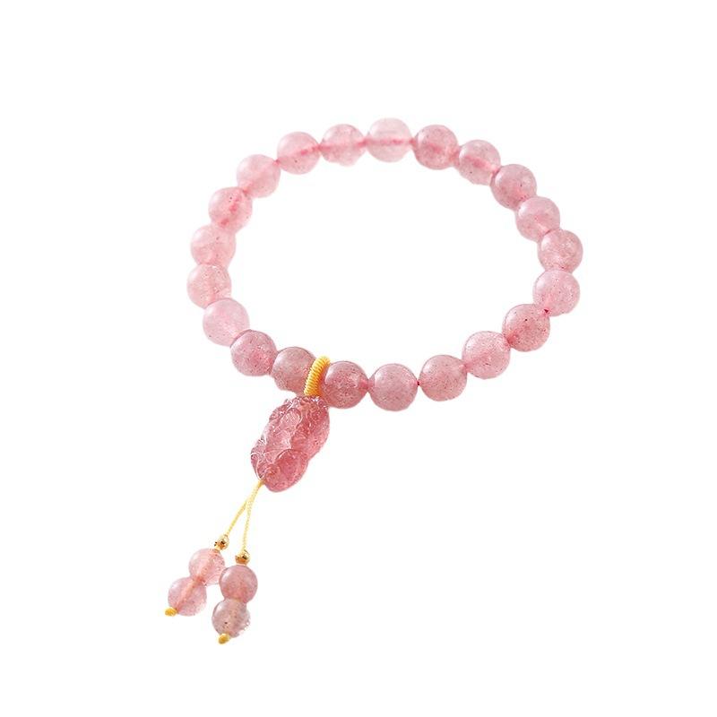 Natural strawberry crystal bracelet pink retro bracelet. Bangles Women Fashion Jewelry accessories Gift
