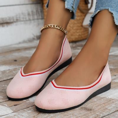 Mode Herbst Damen Freizeitschuhe für Frau Slipper Pump Strick Einzelne flache Schuhe Atmungsaktiv Spitzkopf Damen Stoff Loafer Größe 43