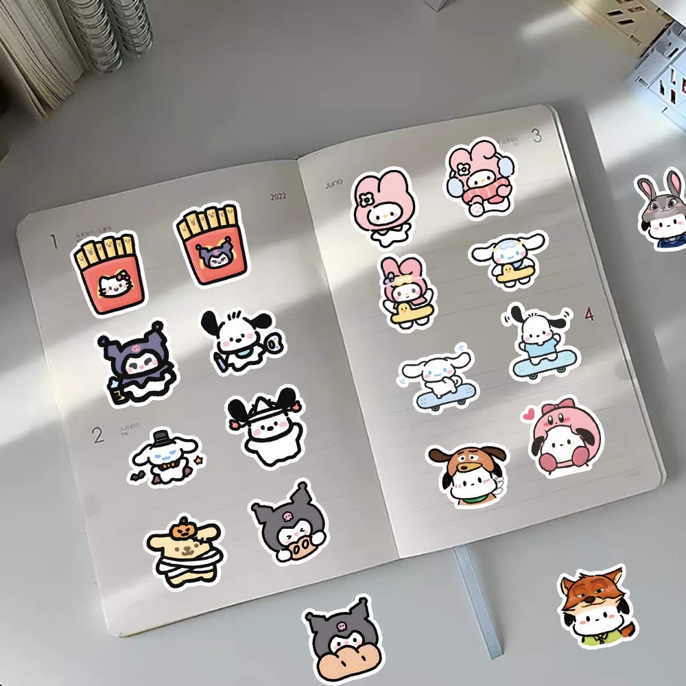 Für Sanrio-Aufkleber, 100er-Set, süße Anime-Aufkleber für Sanrio, Kofferaufkleber, Briefpapieraufkleber, wasserfeste Aufkleber, süße, stylische Manga-DIY-Aufkleber