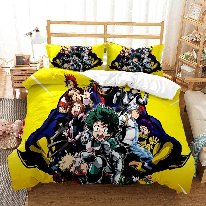 New Anime My Hero Academia Printed Bedding Set Duvet Covers Pillowcases Comforter Bedding Sets Bedclothes Bed Linen Home Textile