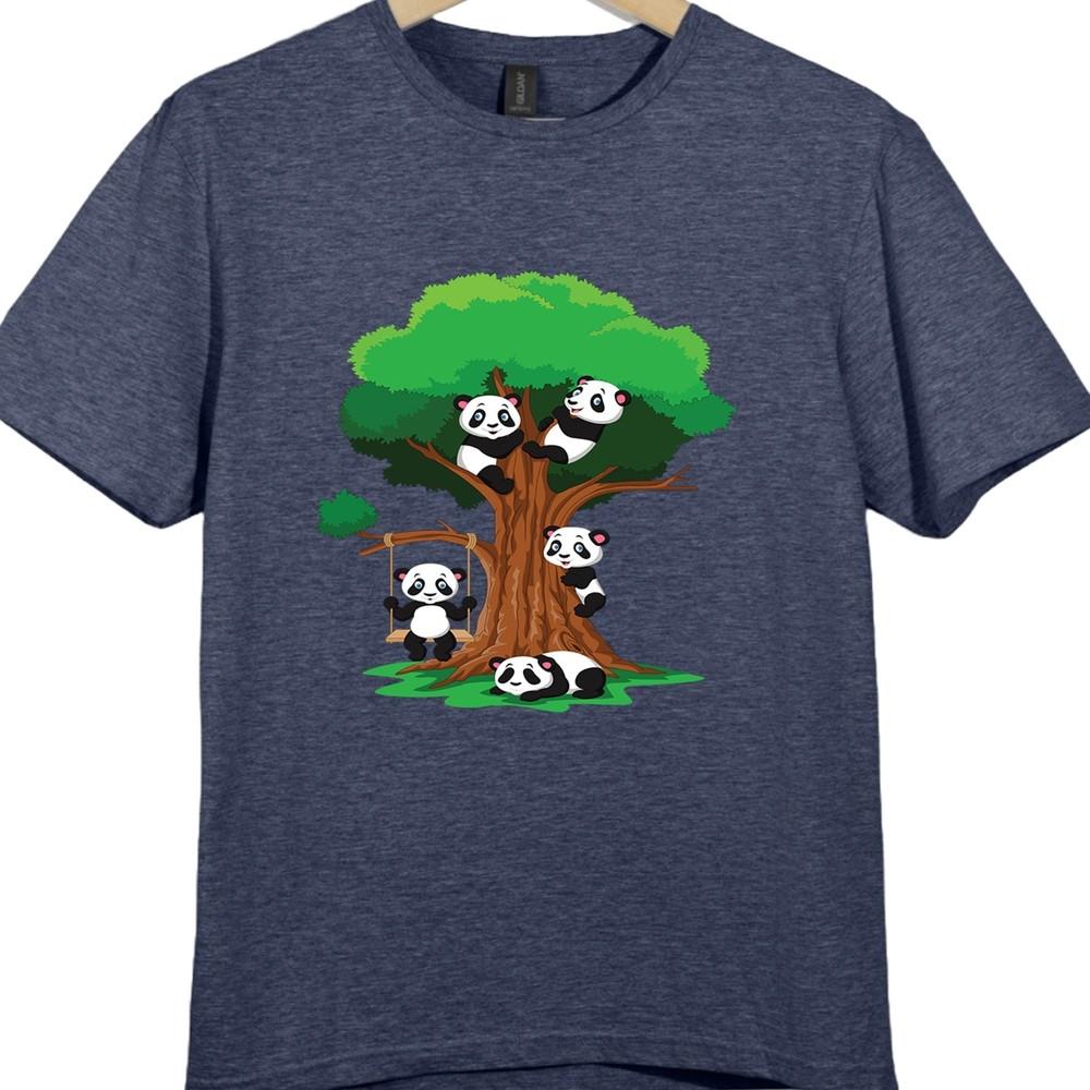 Panda T Shirt Cute Cartoon Animal Tree Graphic Playful Panda Design Tee
