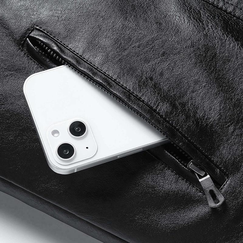 Spring and Autumn Men's Lapel PU Leather Jacket Korean Men's PU Washed Leather Coat Plus Size Korean Version of The Large Size Men's Leather Jacket