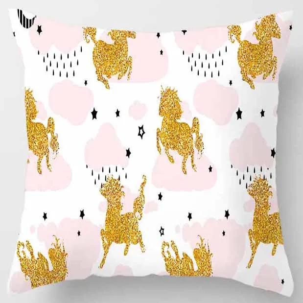 Yellow and Pink Pattern Square Pillowcase Home Decoration Cushion Cover