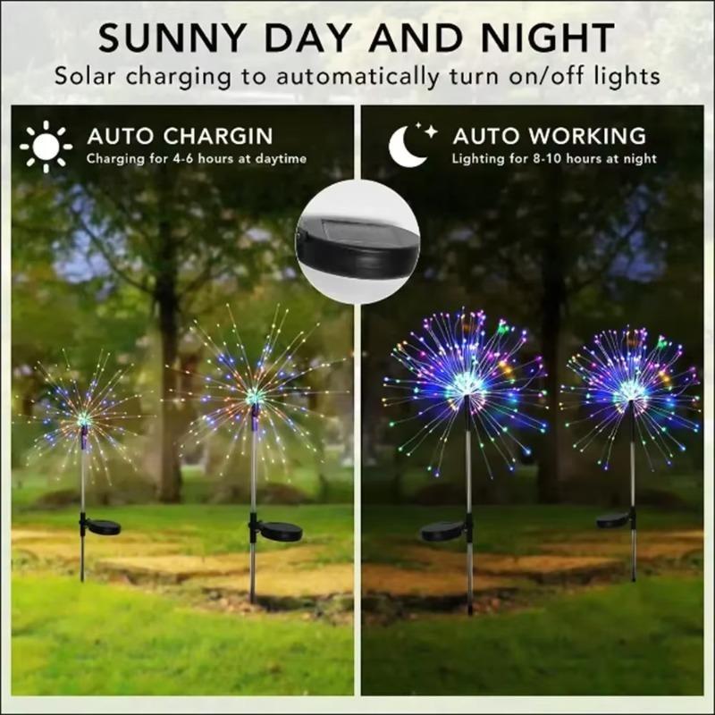 200 LED Solar Fireworks Light RGB Color Changing Outdoor Solar Lights Waterproof IP65  Decorative Garden Lighting for Yard Lawn Patio