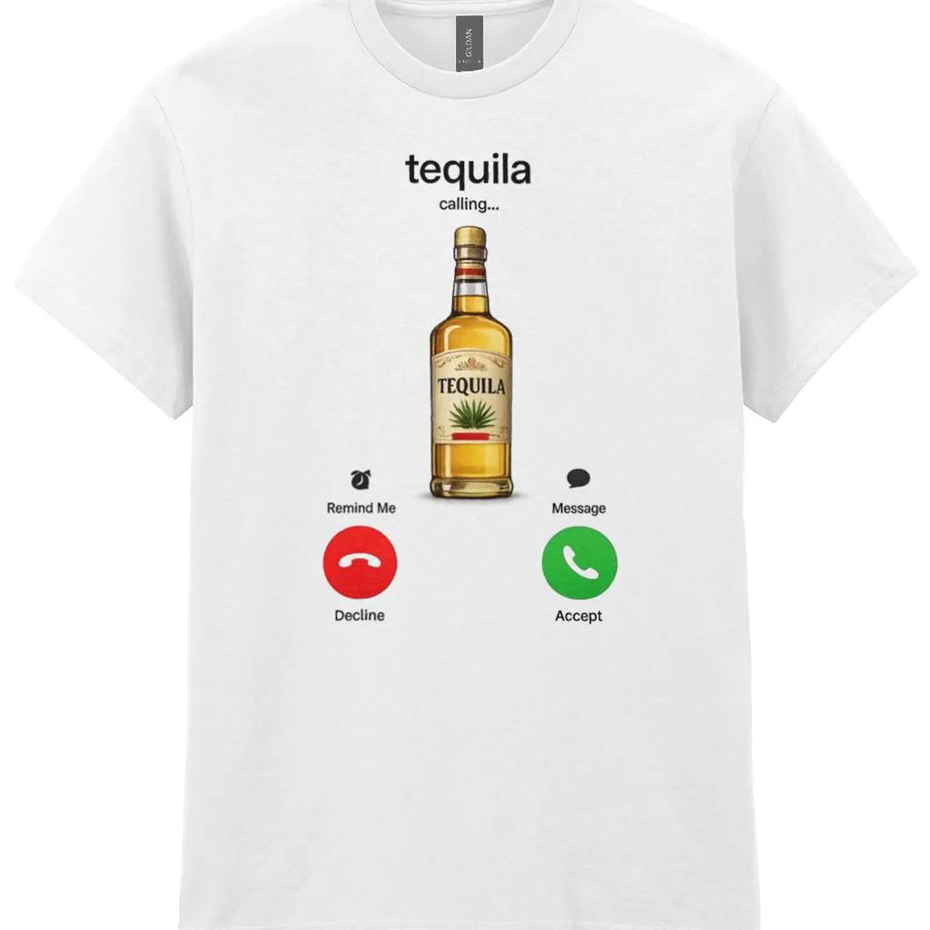 Tequila Calling Funny Drinking T Shirt Party Night Out Girls Trip Festival Casual Top Vintage Washed Graphic Soft Stretched
