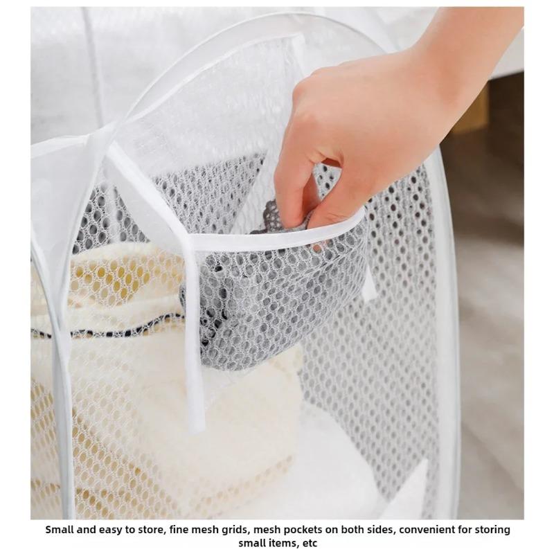 Large Capacity Household Laundry Basket Foldable Mesh Dirty Clothes Storage Basket Toy Storage Bag Bucket Bathroom Accessories