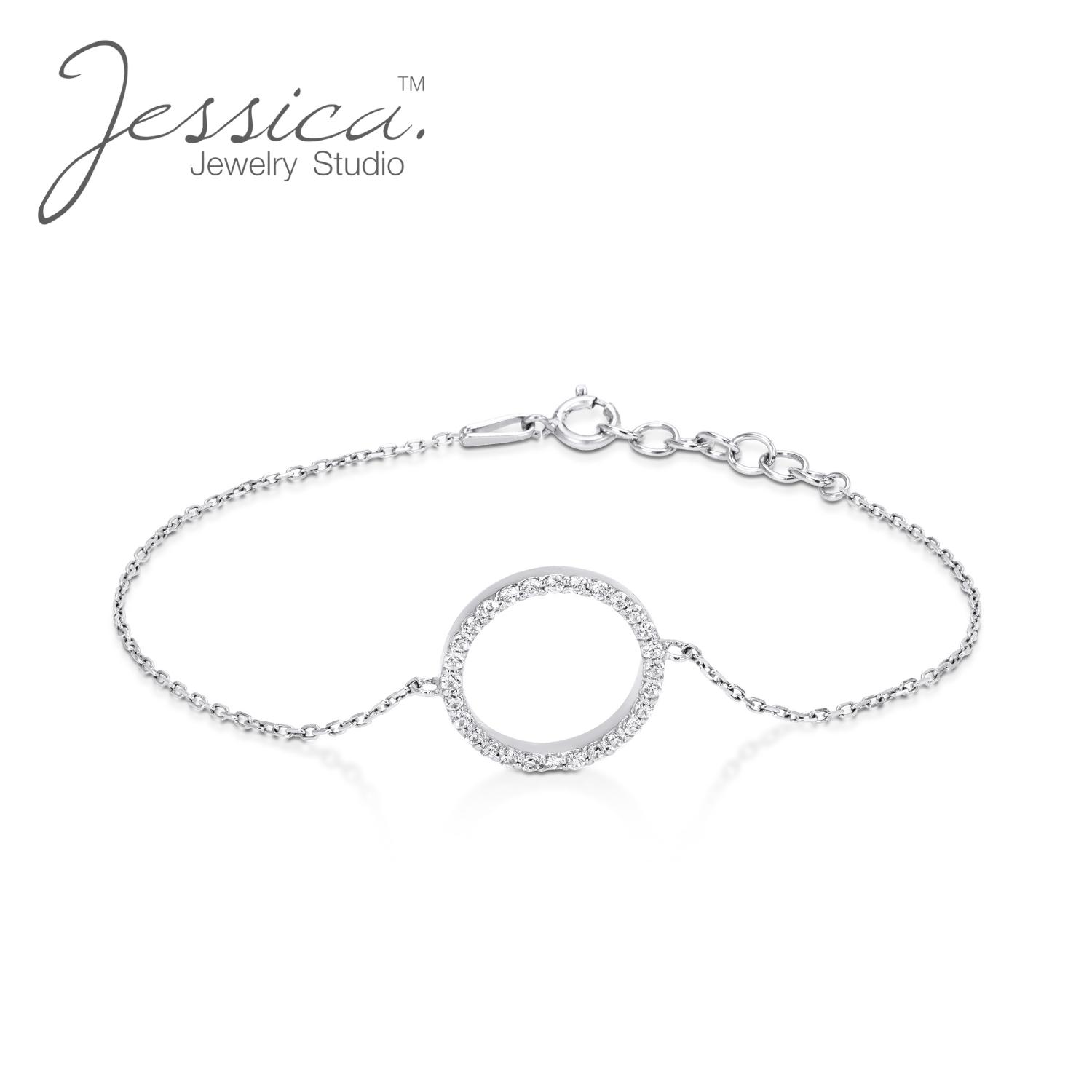 

Браслет-цепочка из чистого серебра 925 пробы с кристаллами Pave Crystal Infinity Circle для женщин