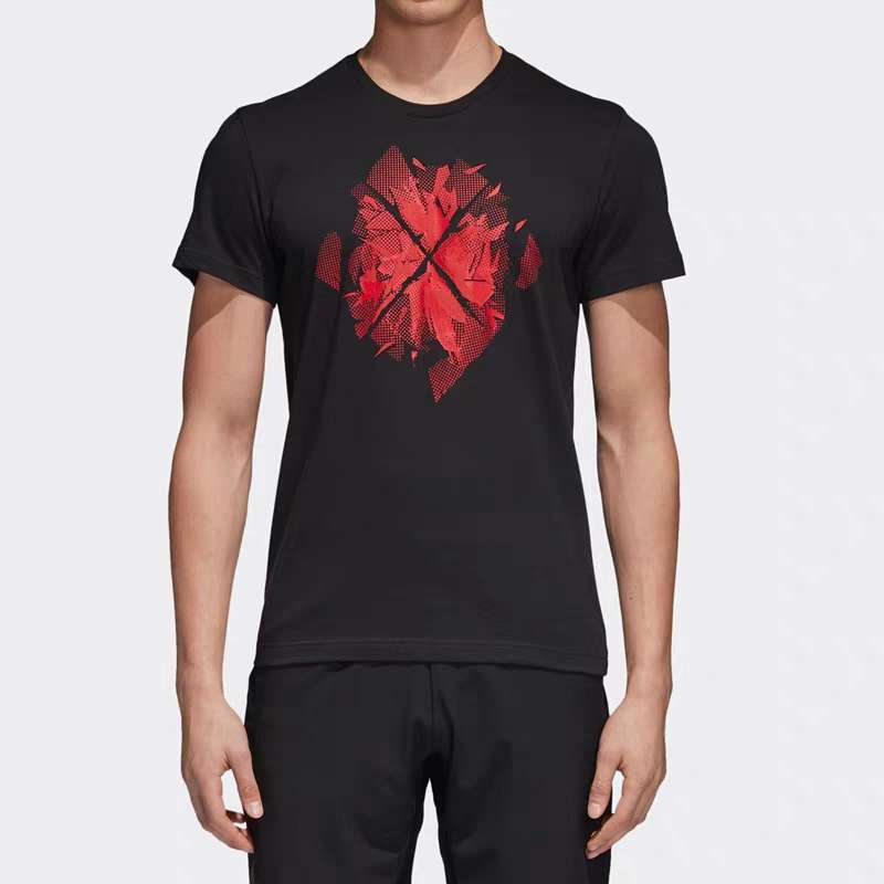 adidas T Shirts Men's Black Crew Neck Moderate Straight Fit CV4281