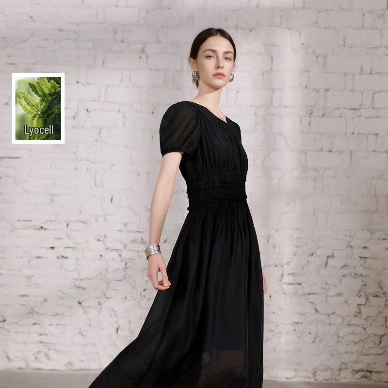 Elegant French Style A-Line Maxi Dress L
