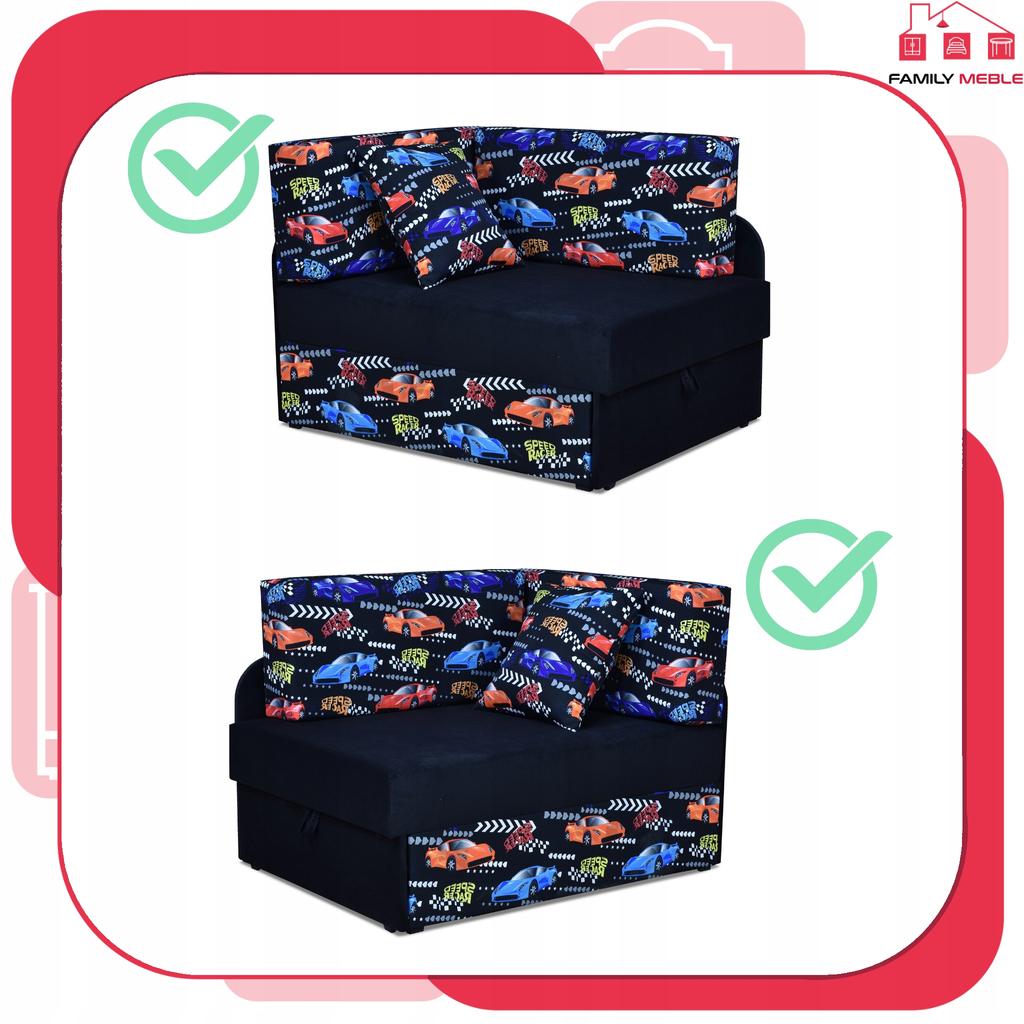 Narożnik dziecięcy Bambino rozkładany pojemnik łóżko dzieci materac kubuś