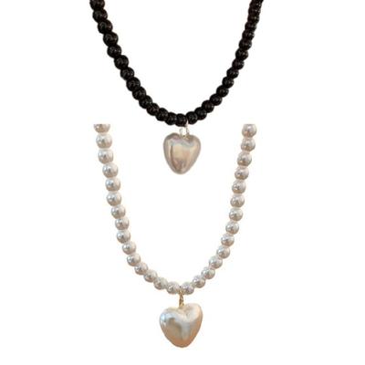 Elegante Kunstperlenkette Elegante Reizende Herzanhänger Halskette
