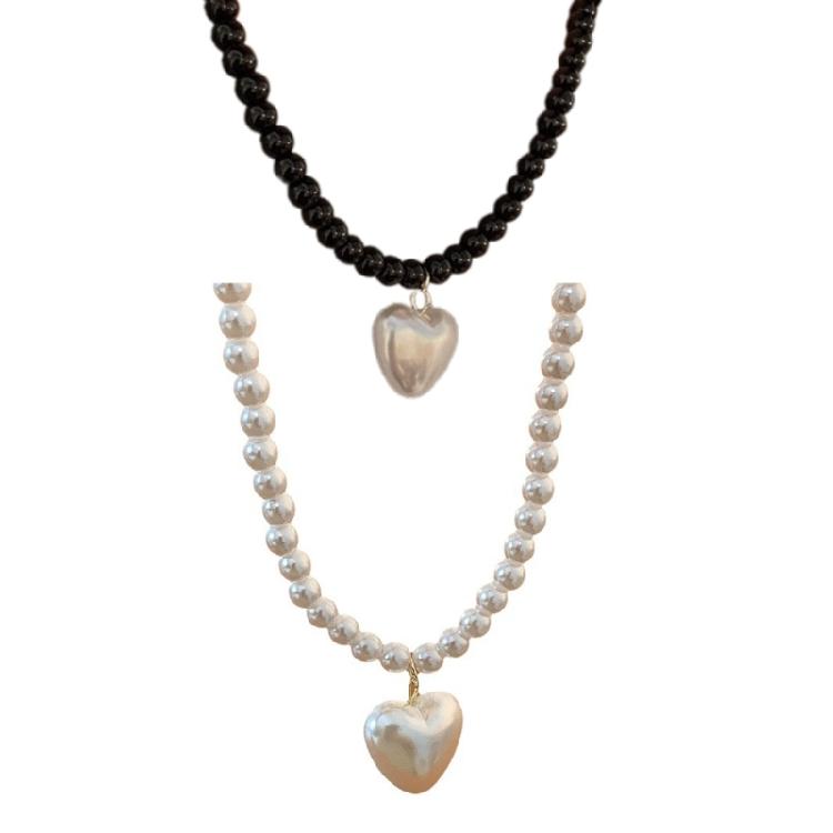 Elegant Faux Pearls Necklace Elegant  Lovely Heart Pendant Neckchain