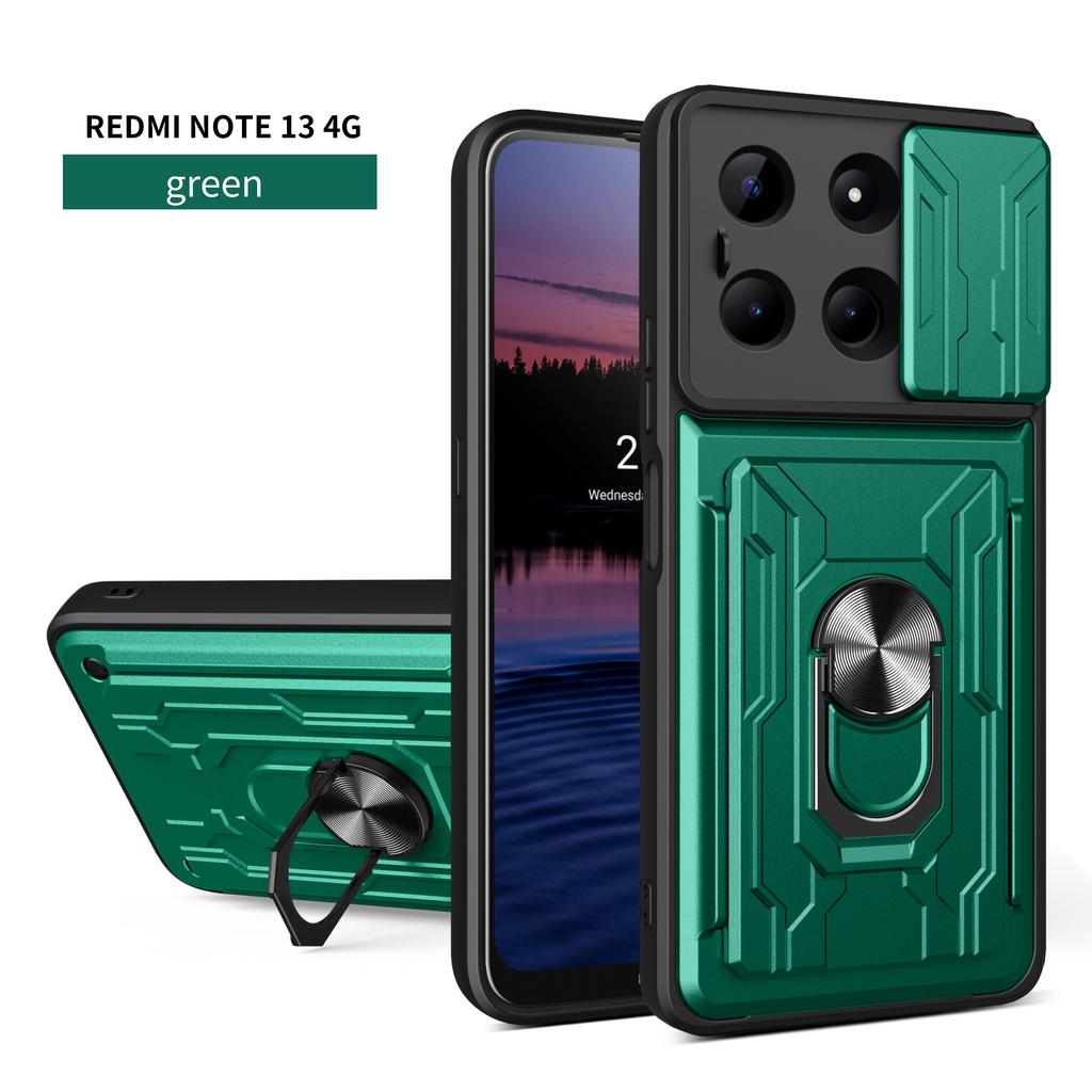 For Redmi Note 13 Pro/Note 13/Redmi K70E Redmi 12C Redmi 11A 4G Car Mounted Magnetic Rotating Ring Card Slot Phone Case