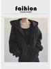 Unisex Hooded Velvet Cardigan: New Solid Color Zipper Style for Autumn/Winter