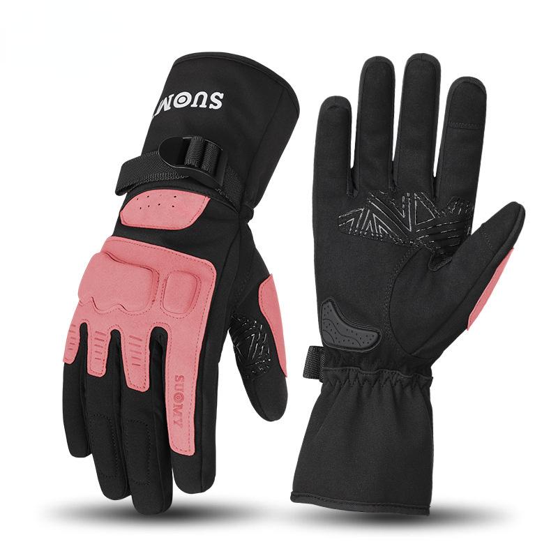 

Зимние мотоциклетные перчатки для мужчин и женщин, ветрозащитные водонепроницаемые термоперчатки для сенсорных экранов XXL розовый