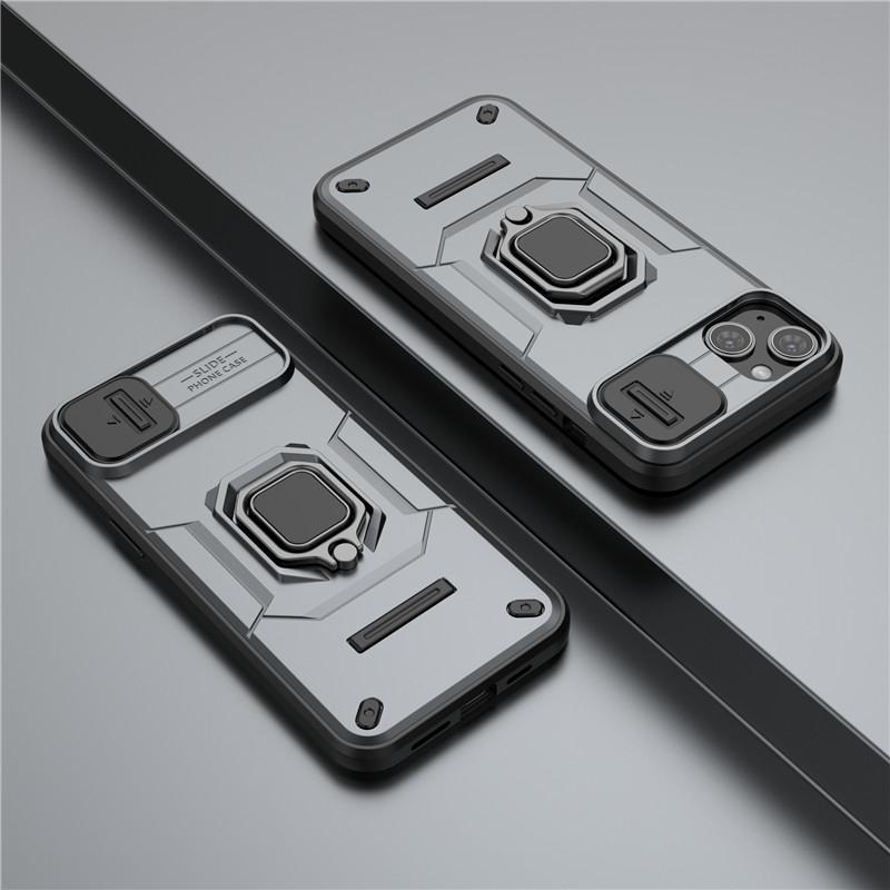 For iPhone 15 Cover For Apple iPhone 13 14 15 5G Case Lens Sliding Window Protector Armor Shockproof Holder Magnetic Bumper