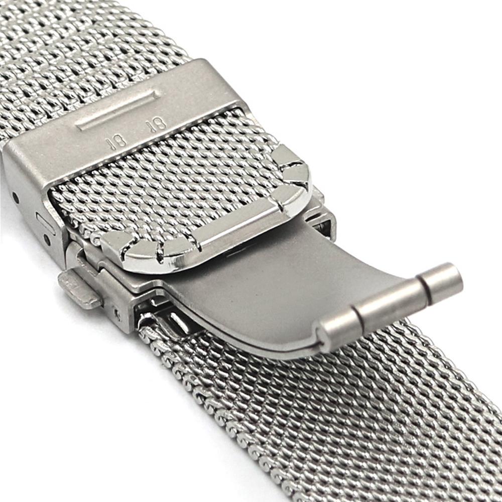 20mm Polished Stainless Steel Mesh Watch Bands Quick Release Watch Strap Silver